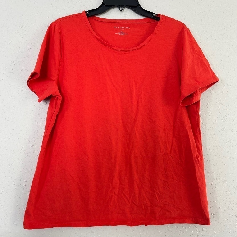 Ann Taylor Factory Orange Short Sleeve T-Shirt Blouse Casual XL Summer Spring